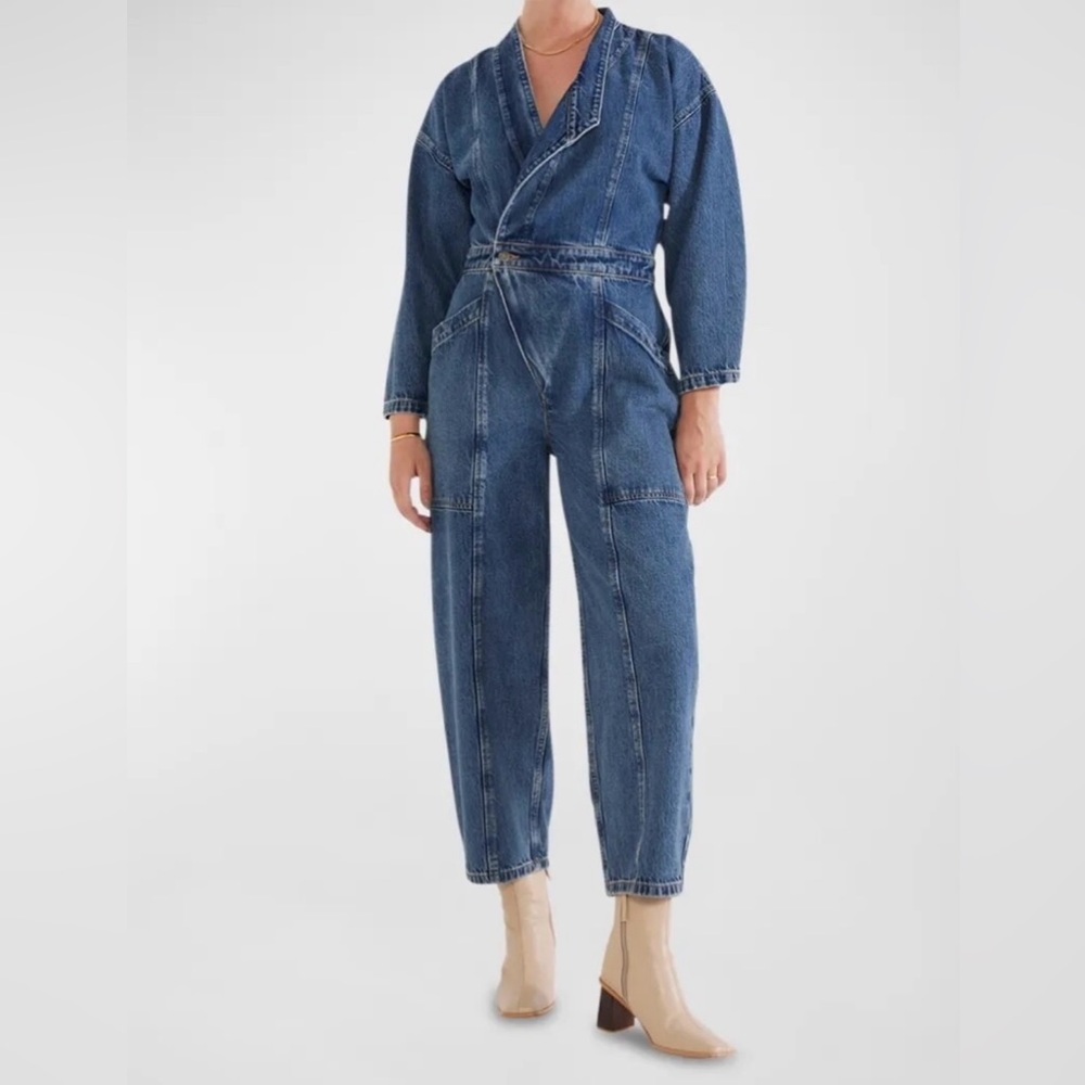 NWOT: Etica Liv Assymetrical Denim Jumpsuit Size Medium